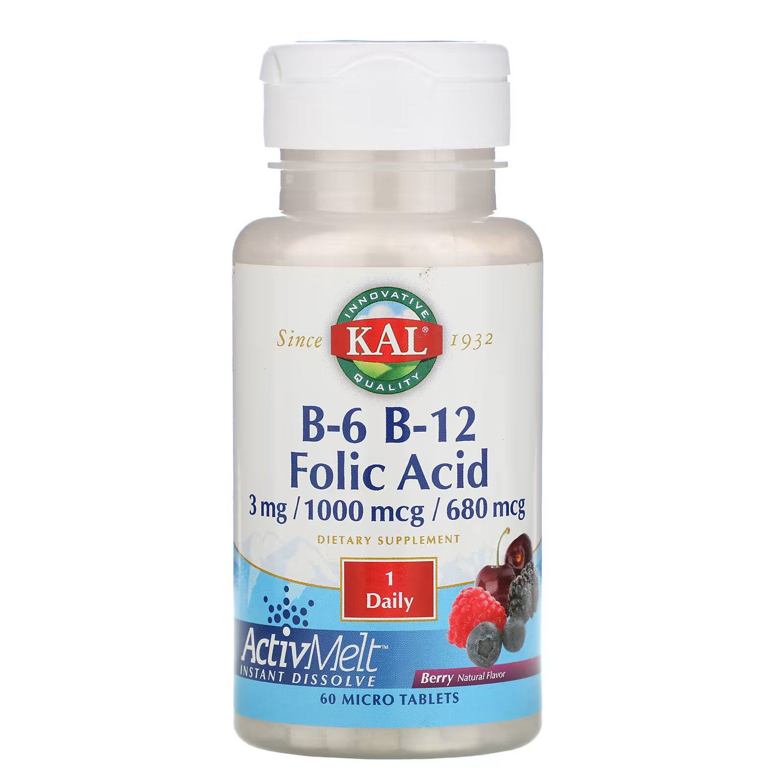 KAL, B-6, B-12, Folic Acid, Berry, 60 MicroTablets