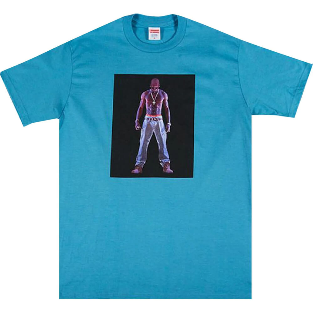 تي شيرت Supreme Tupac Hologram باللون الأزرق