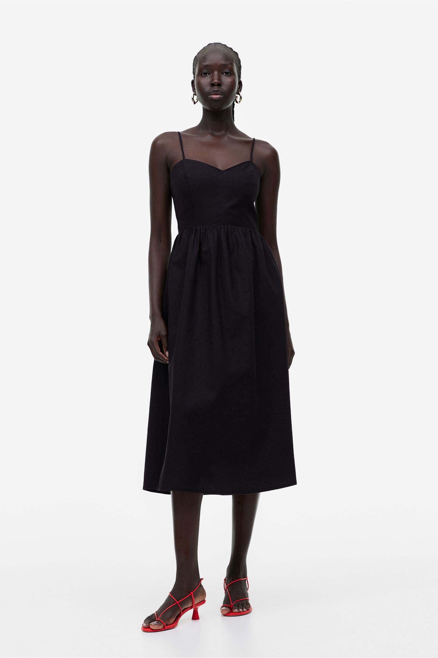 H&M Linen-blend dress, black