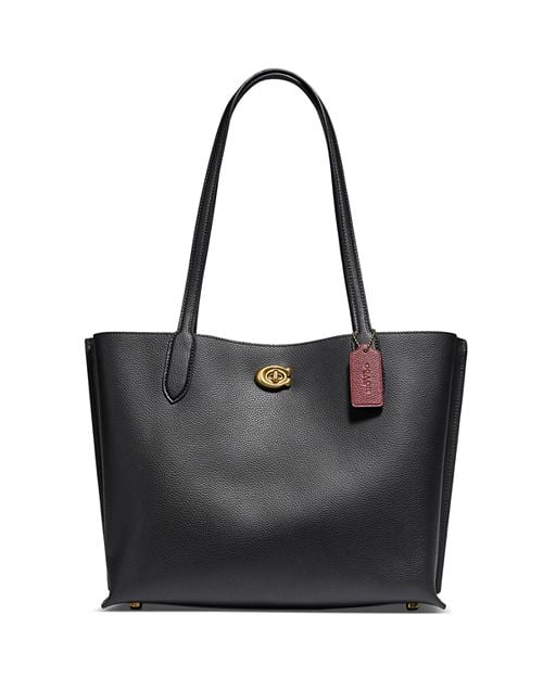 Willow COACH Medium Leather Tote Bag, Black