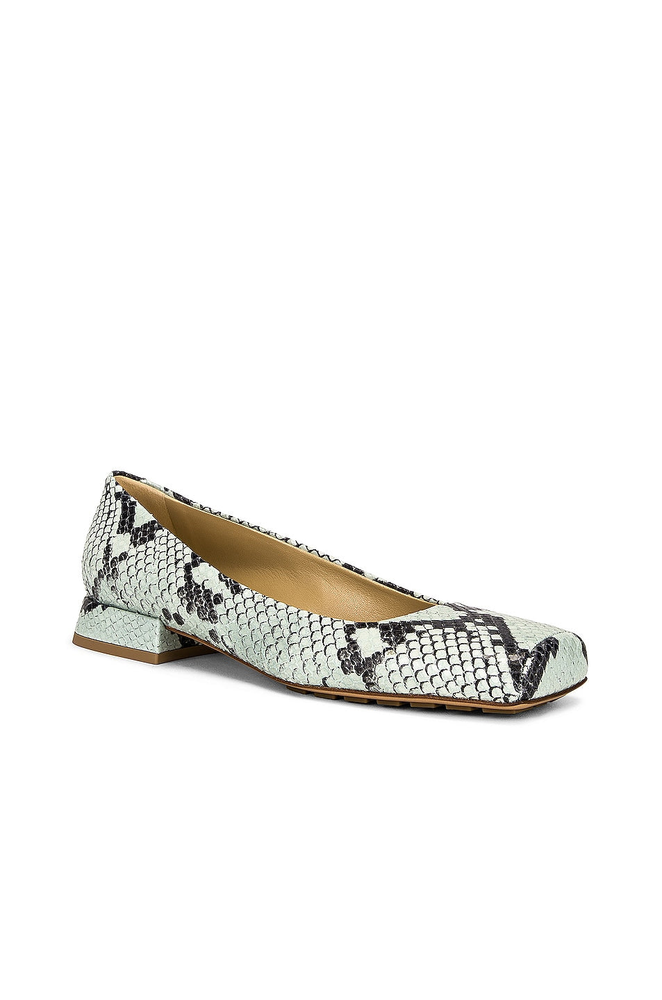 Bottega Veneta Tower Square Toe Ballerina Flats, Dew & Black