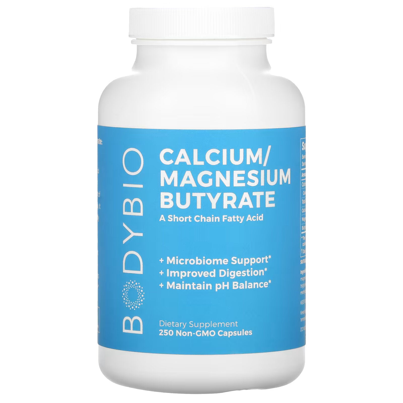 BodyBio, Calcium/Magnesium Butyrate, 250 Capsules, Non-GMO