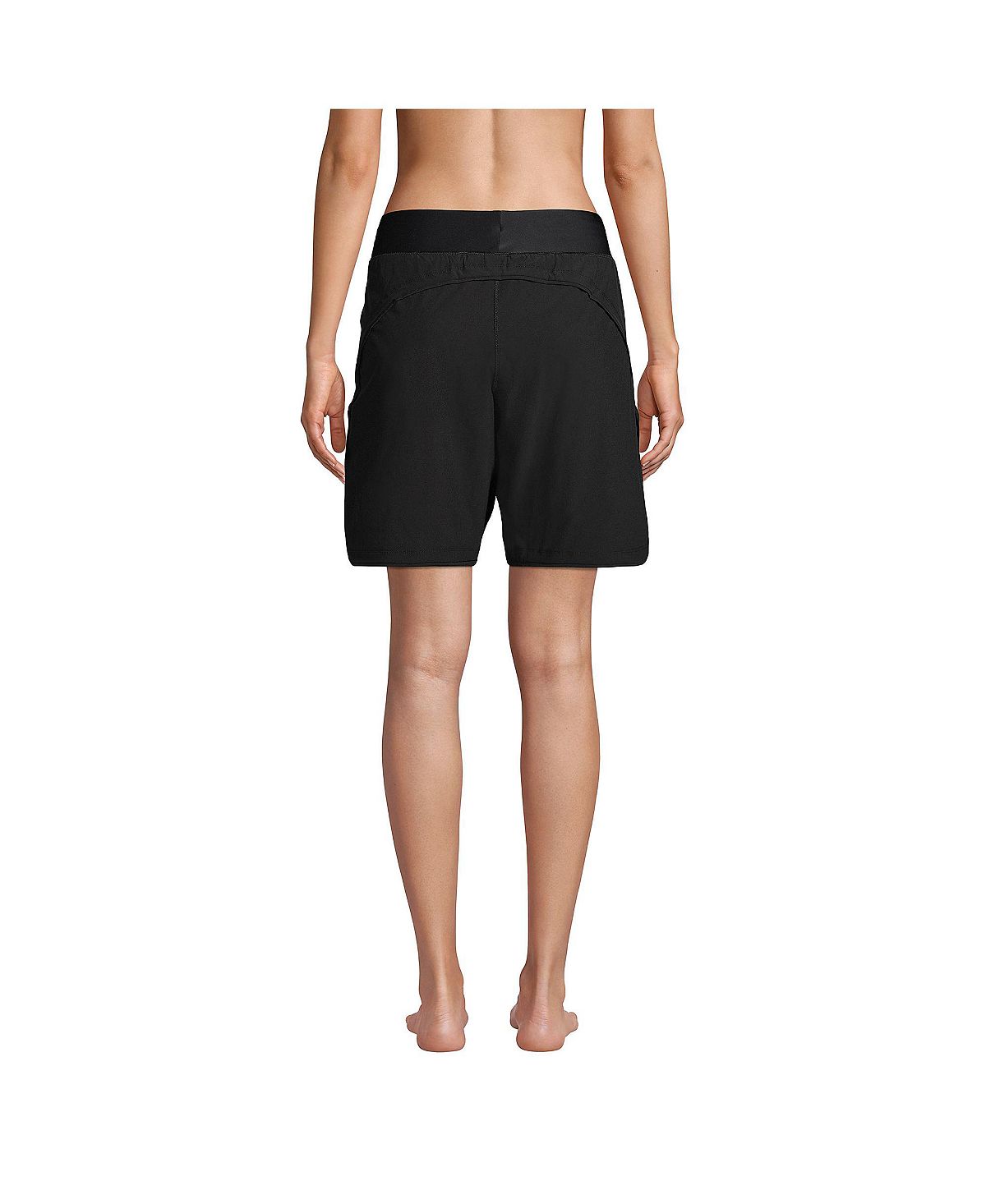 Women's 9" Quick Dry Modest Shorts with Elastic Waist Lands' End swim shorts, black