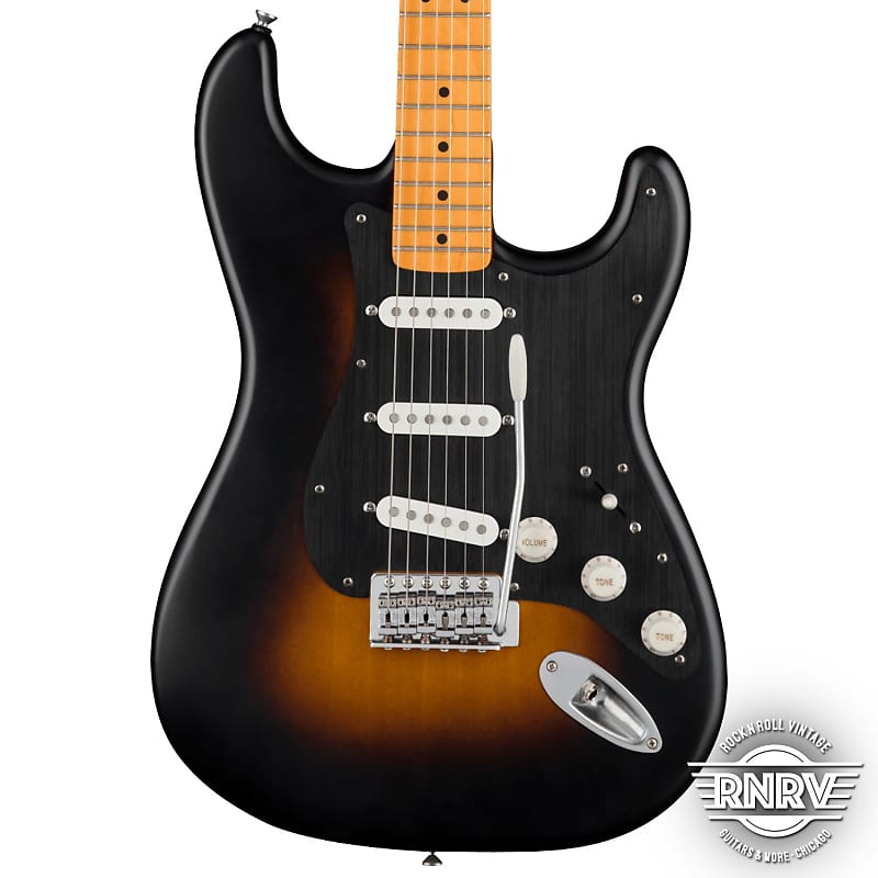 Squier 40th Anniversary Stratocaster, Vintage Edition, maple neck, black anodized fingerboard satin wide two tone sunburst