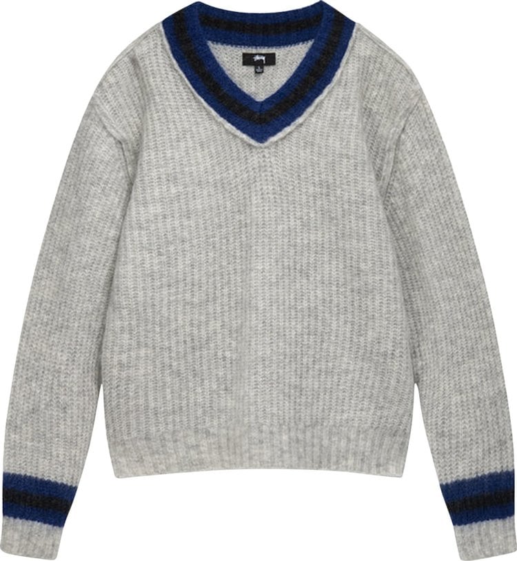 Stussy Mohair Tennis Sweater 'Ash', gray