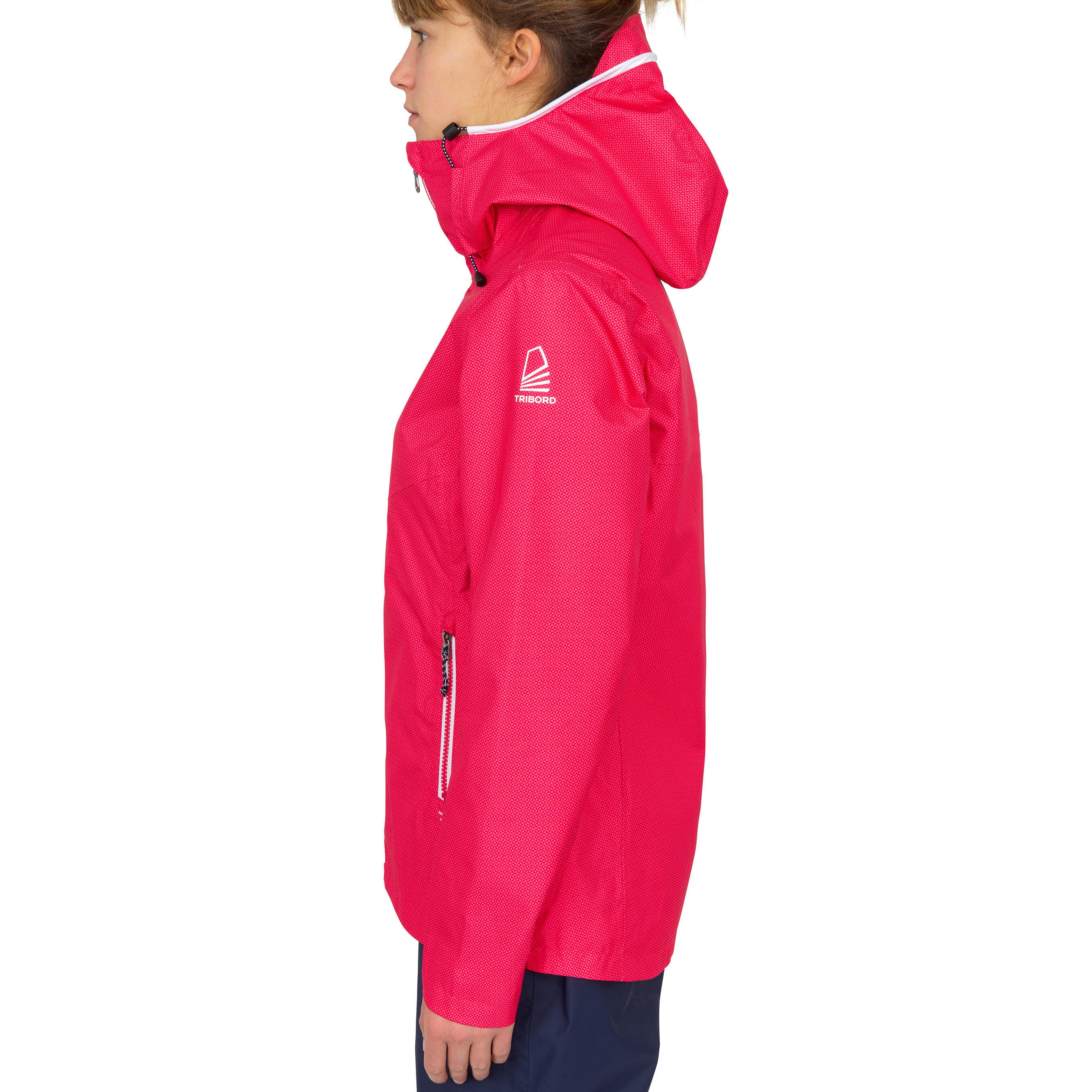 Women's waterproof sailing raincoat Tribord 100, pink