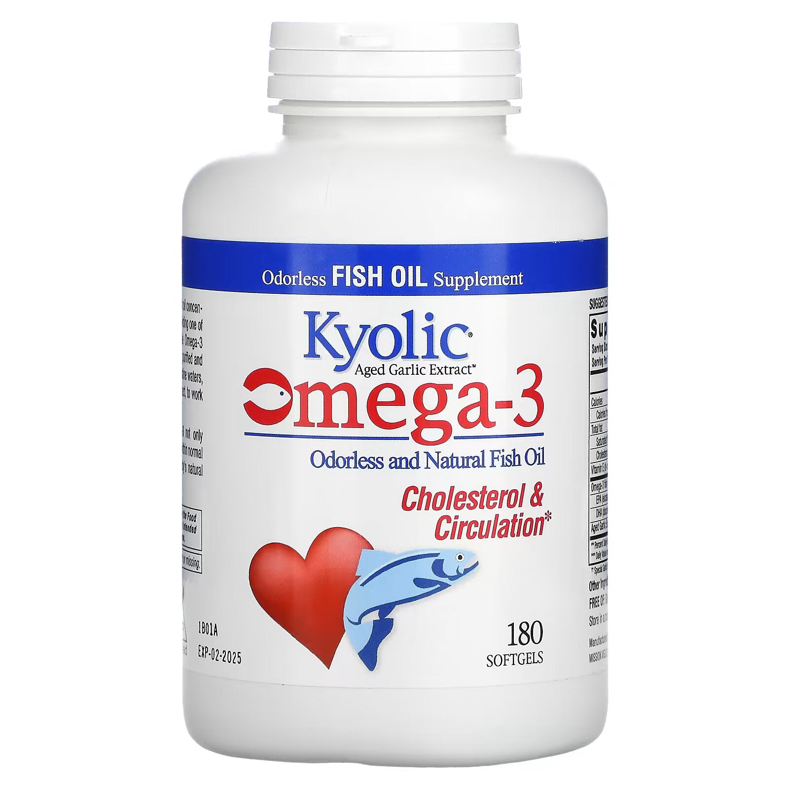 Kyolic, omega-3 fatty acids, natural, odorless fish oil 180 Omega-3 Fatty Acid Softgels