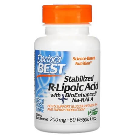 Doctor's Best Stabilized R-Lipoic Acid with Bio-Enhanced Na-RALA 200 mg, 60 Capsules