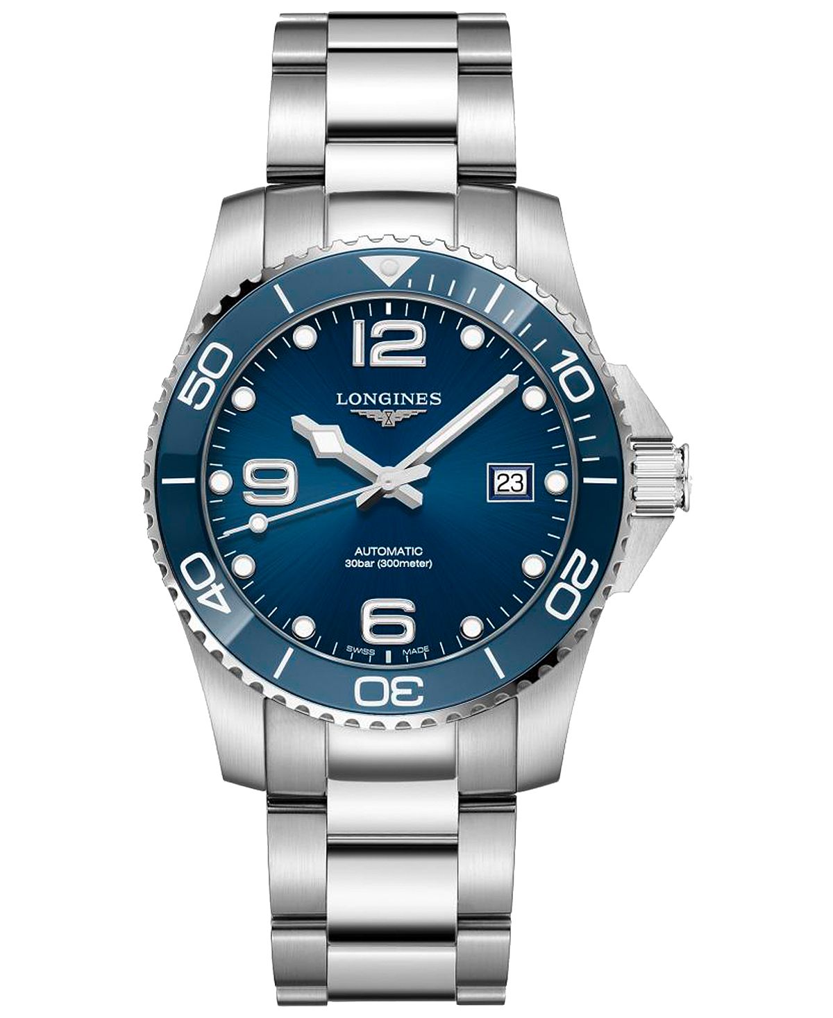 Men's Swiss Automatic Diver Watch Hydro  Conquest in Stainless Steel and Ceramic , 41 mm Longines