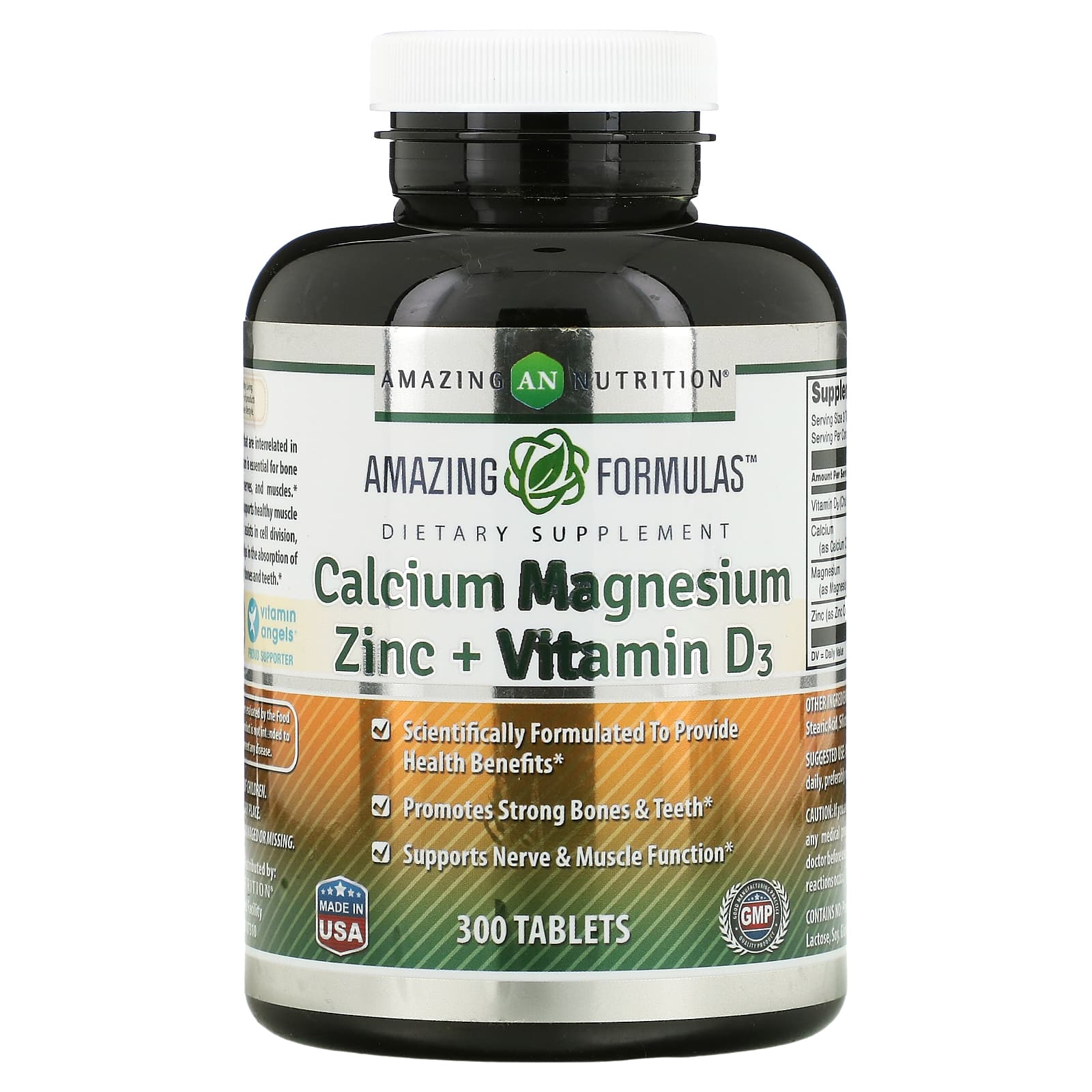 Amazing Nutrition Calcium Magnesium Zinc Vitamin D3 300 Tablets