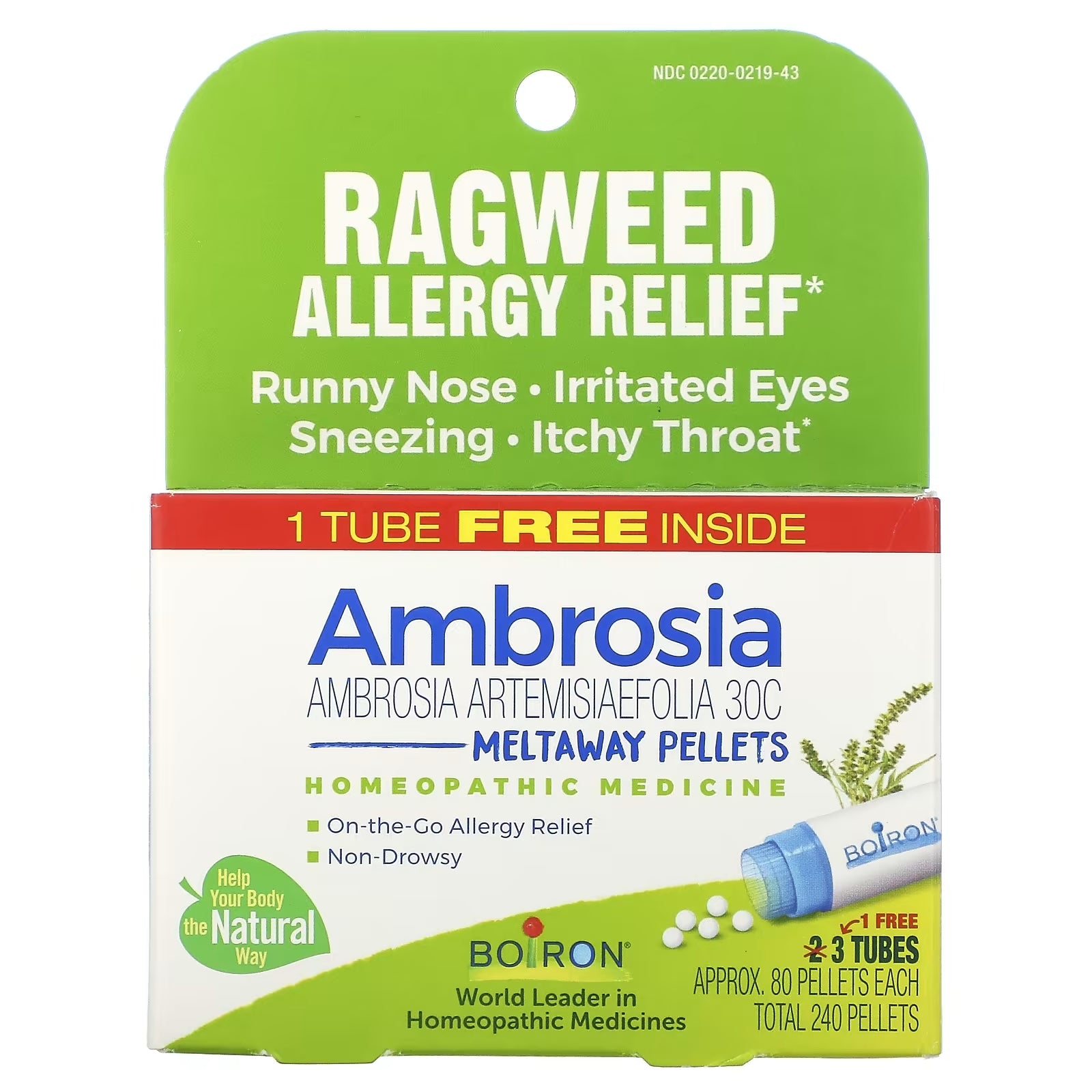 Ambrosia - Boiron Meltaway Allergy Remedy, 80 granules per tube