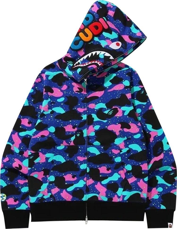 BAPE x Kid Cudi Shark Full Zip Hoodie 'Navy' Multicolor