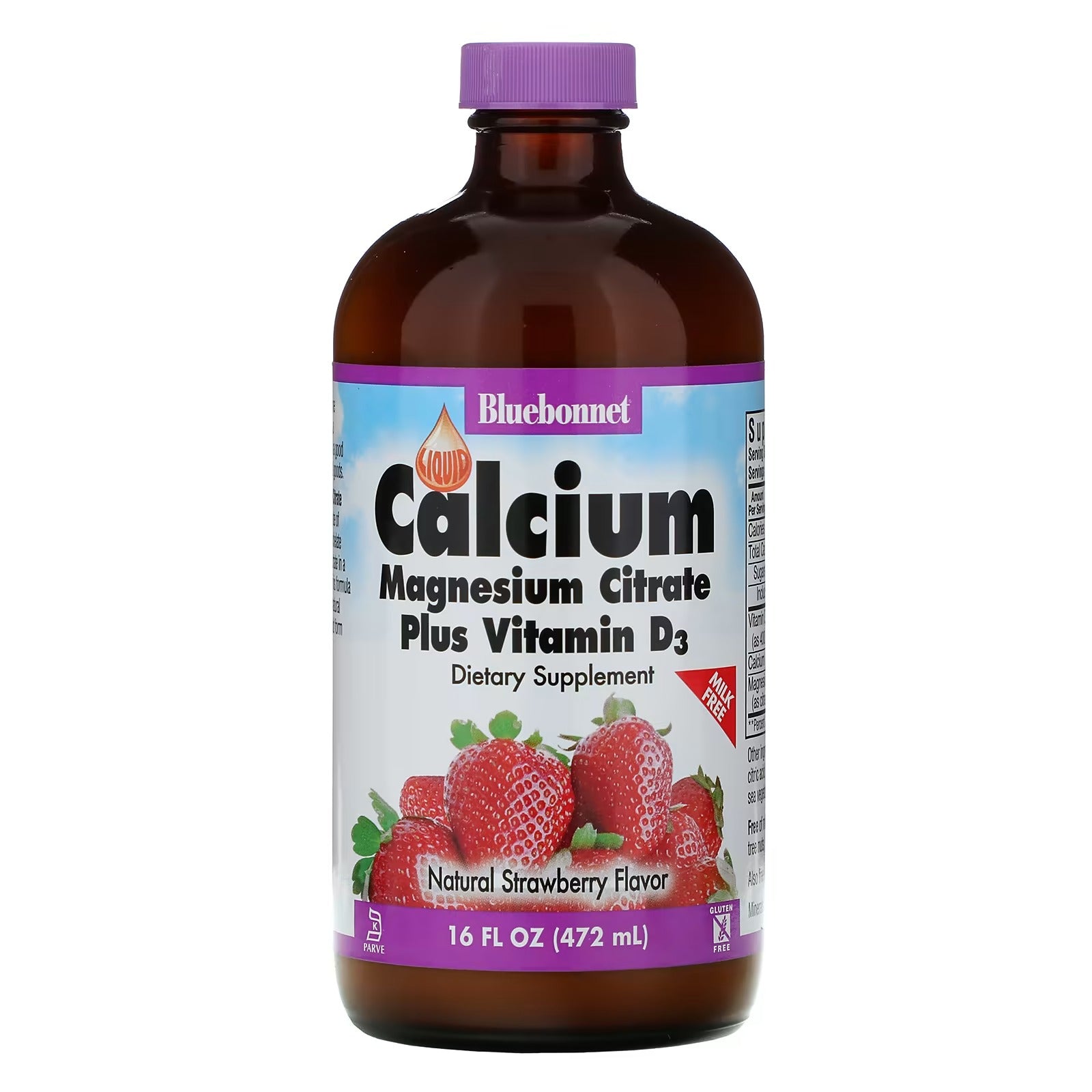 Calcium, Magnesium and Vitamin D3 Bluebonnet Nutrition Strawberry, 472 ml