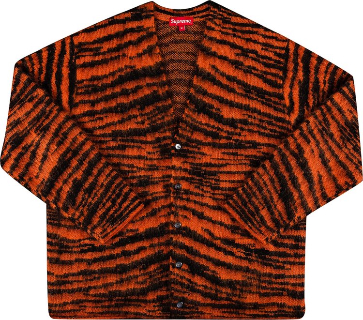 Supreme Brushed Mohair Cardigan 'Tiger Stripe', orange