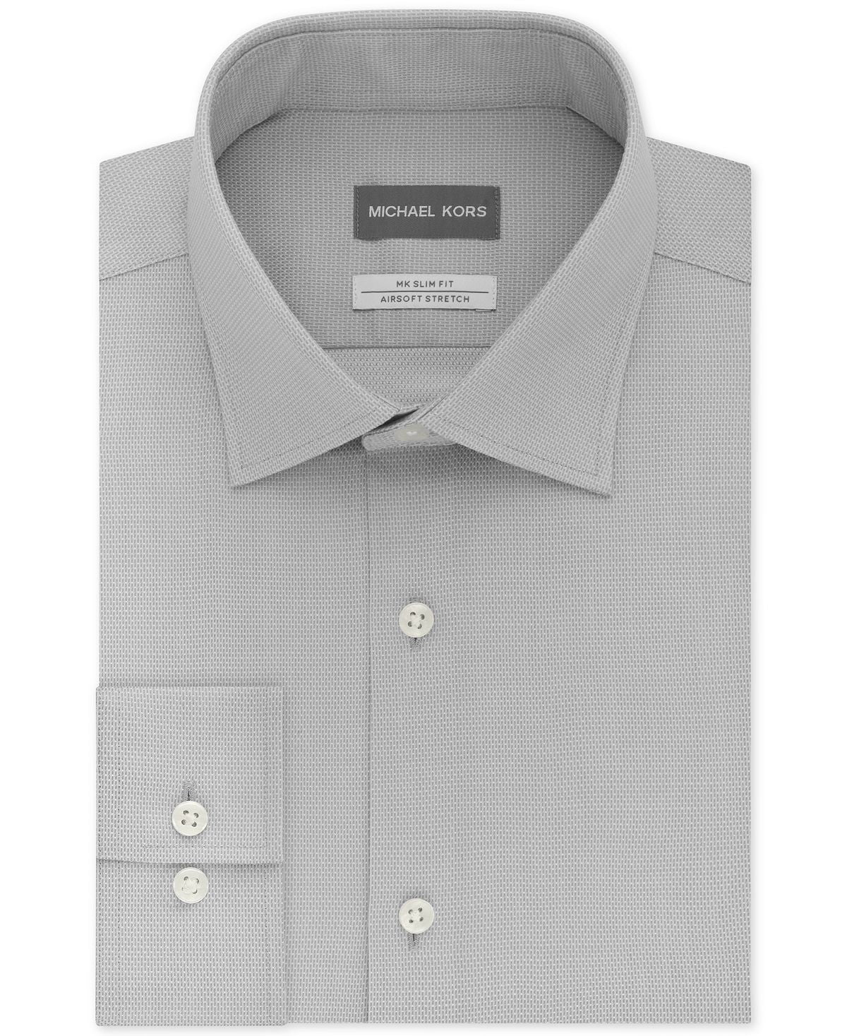 Michael Kors men's slim fit airsoft performance non-iron dress shirt, gray