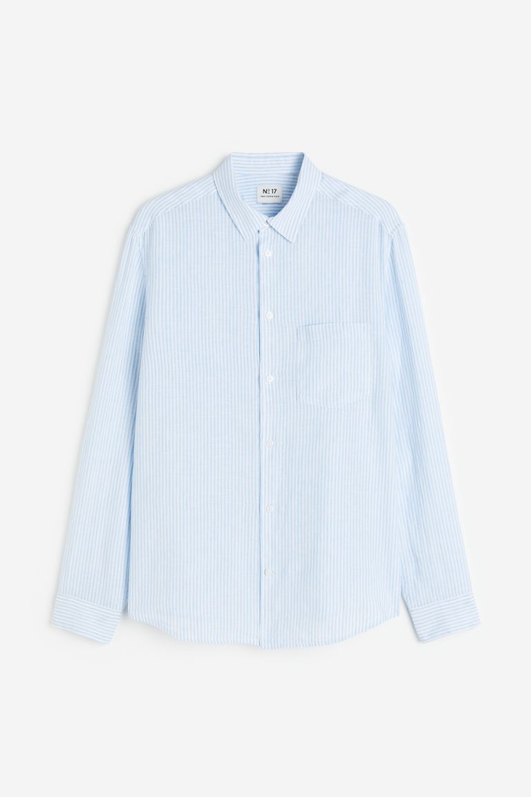 Essentials No 17: H&M Linen Shirt, Light Blue/White Striped