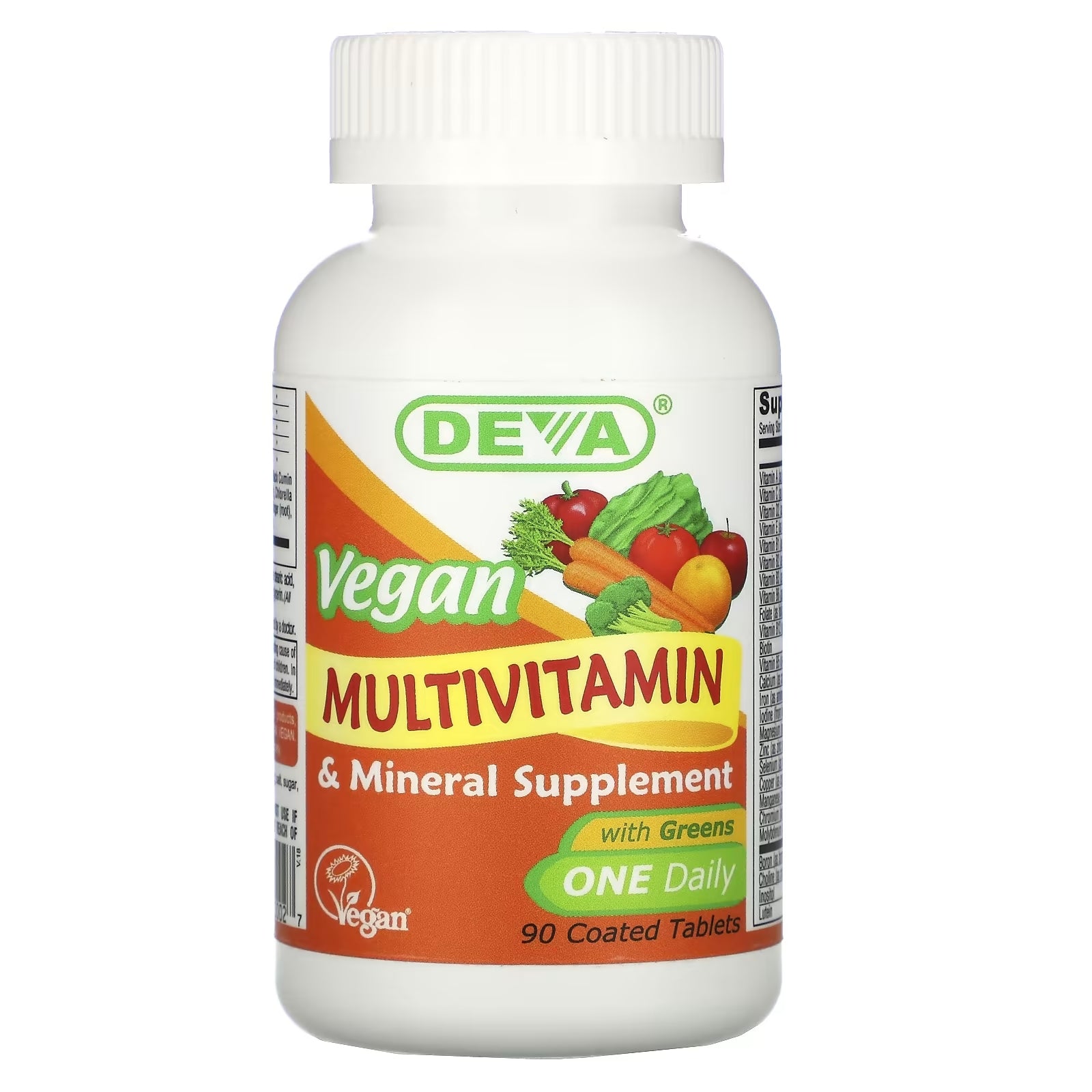 Deva Vegan Once Daily Multivitamin and Mineral Supplement, 90 Tablets