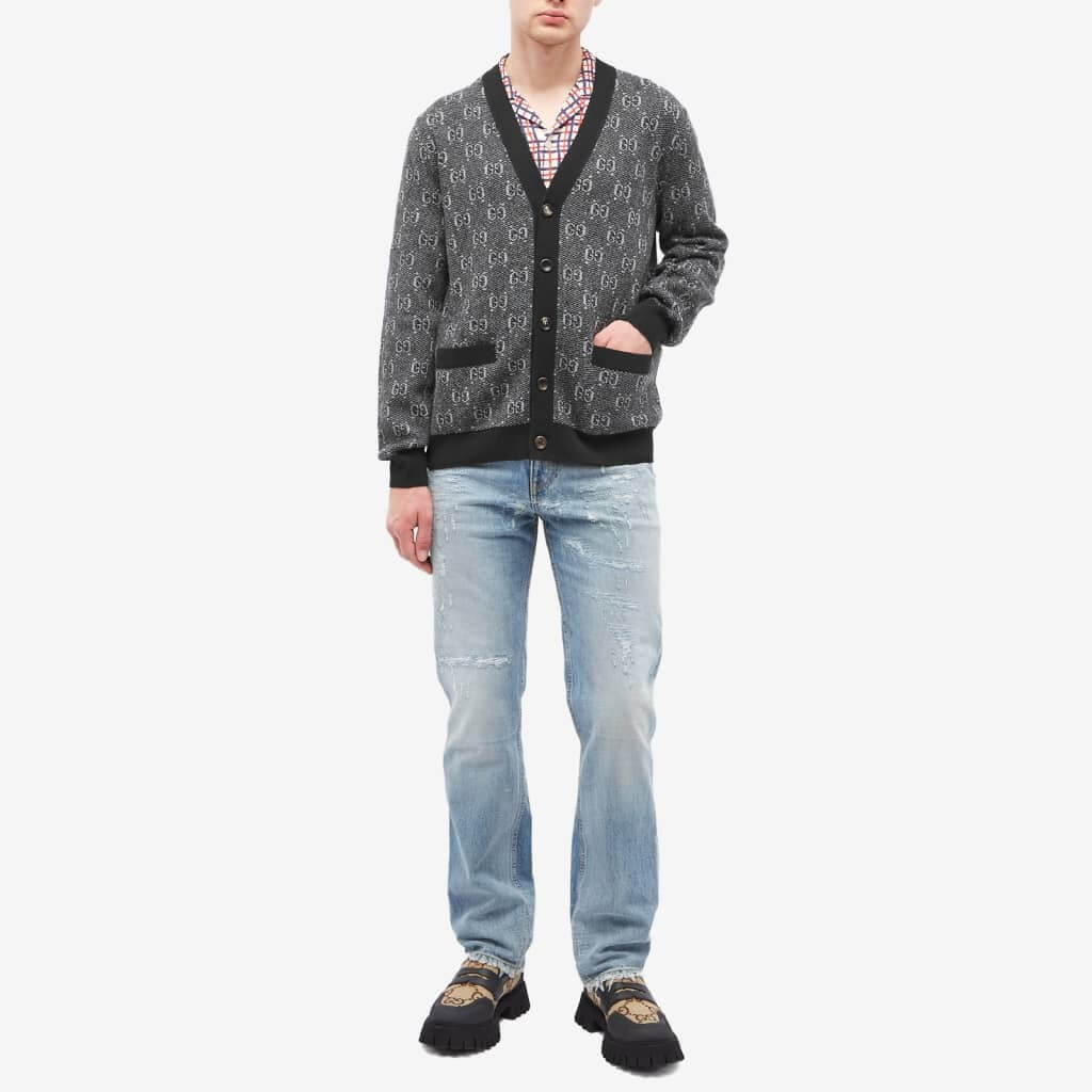 Gucci GG Logo Knit cardigan, gray