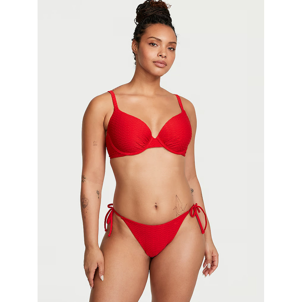 Victoria's Secret Swim Mix & Match Icon Push-Up Fishnet Bikini Top, red