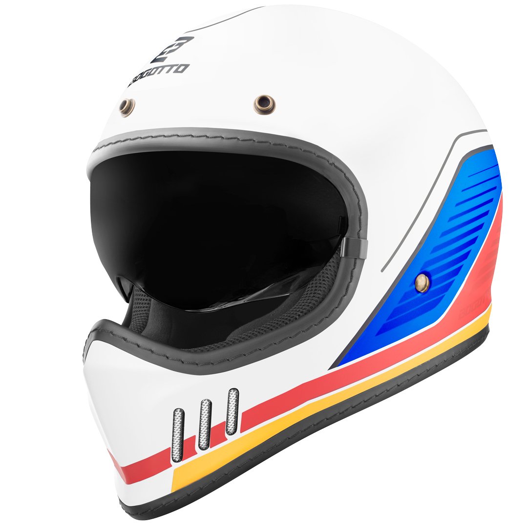 Cross helmet Bogotto FF980 EX-R with sun visor, white/blue/red