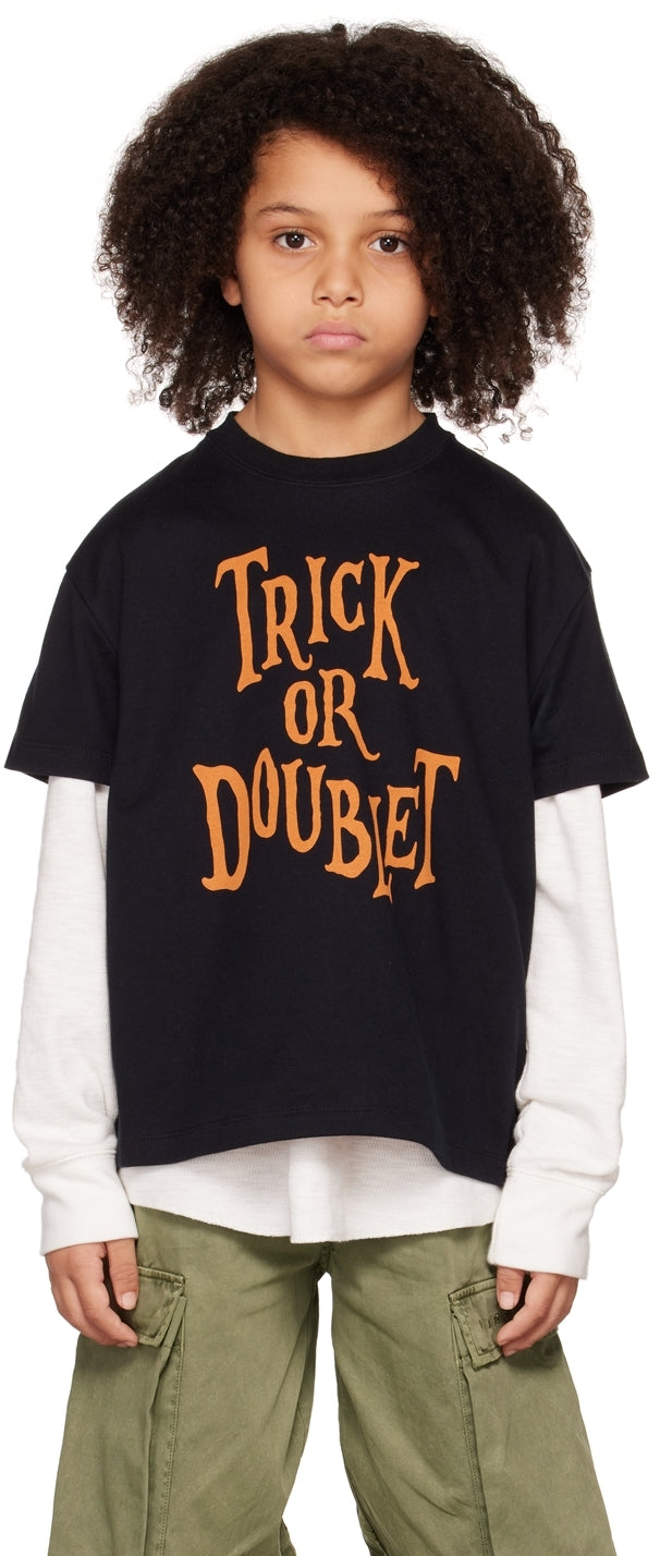 تي شيرت Trick Or Doublet أسود حصري للأطفال من SSENSE