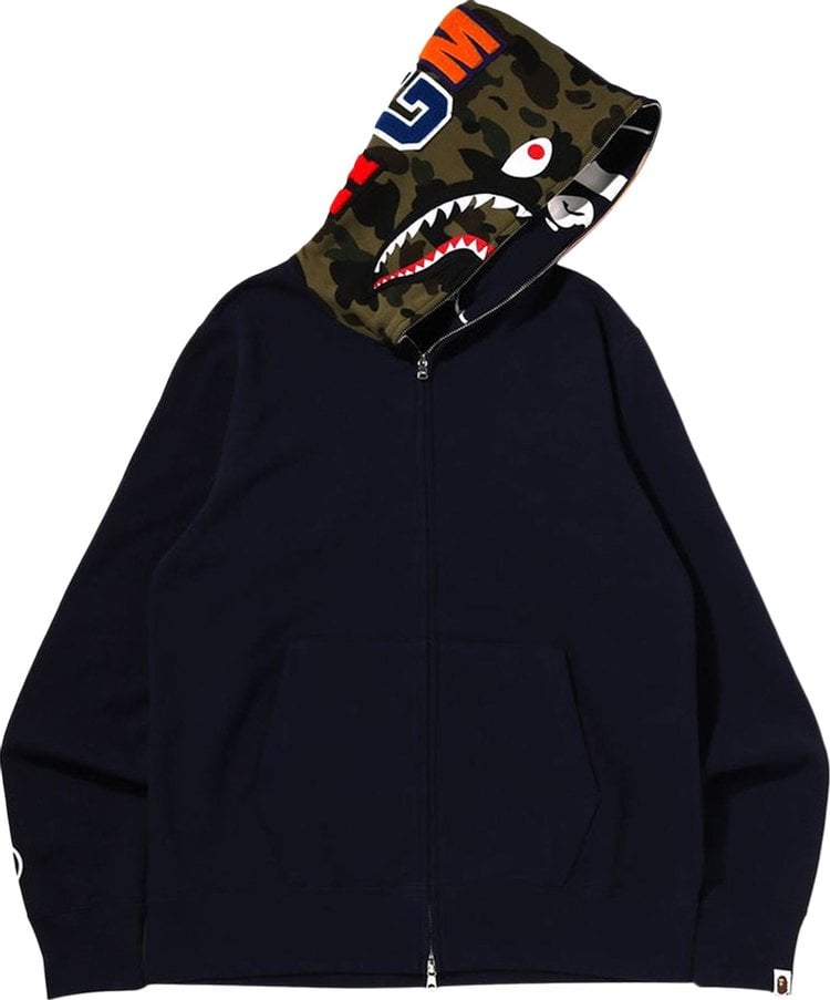 بلوزة BAPE Crazy Face بسحاب كامل "Navy"، باللون الأزرق