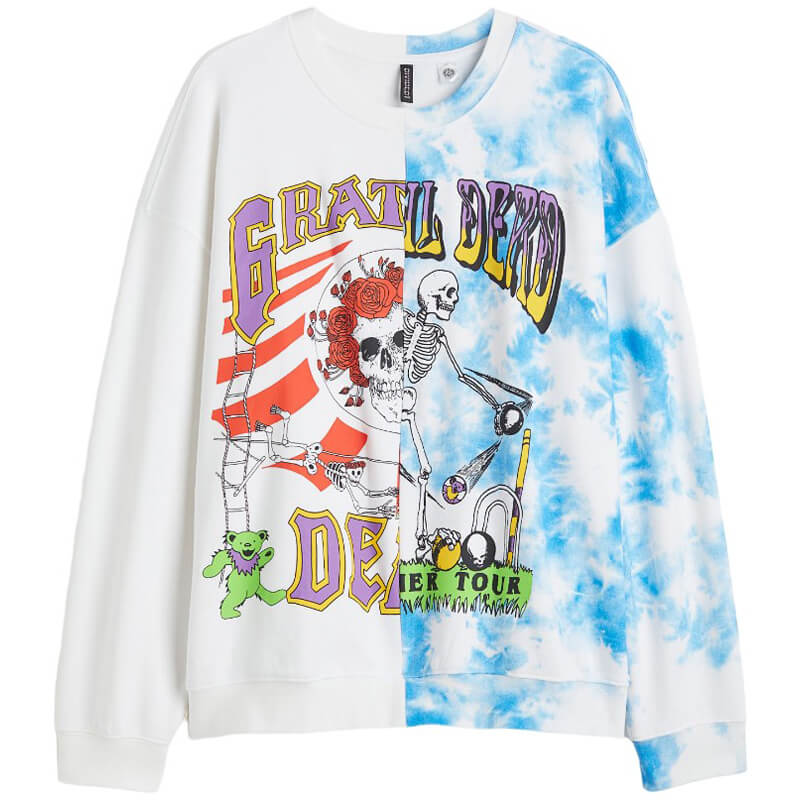 سويت شيرت مطبوع عليه Grateful Dead من H&amp;M+ باللون الأبيض