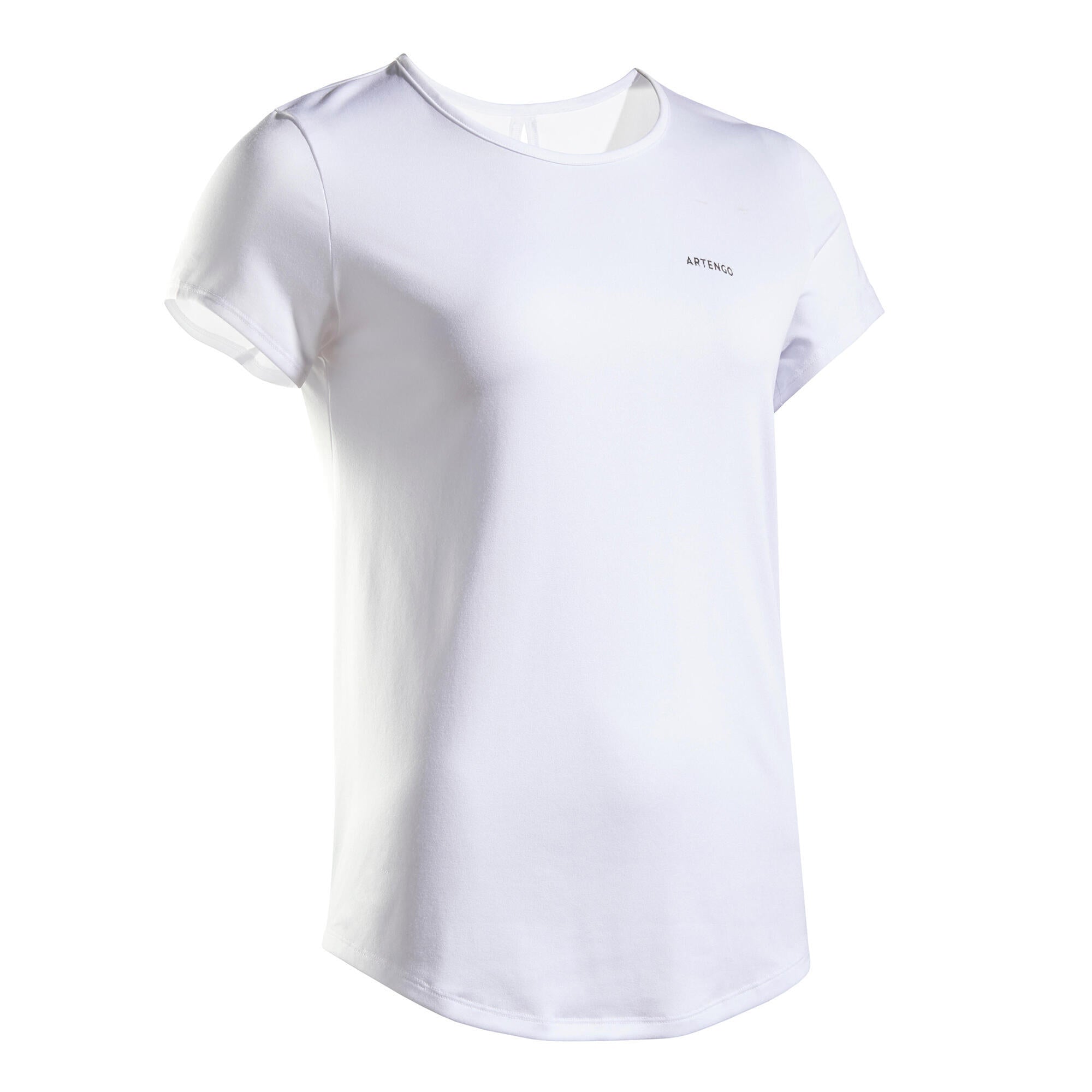 Women's tennis T-shirt with round neck - Dry Essentiel 100 Club white ARTENGO, white