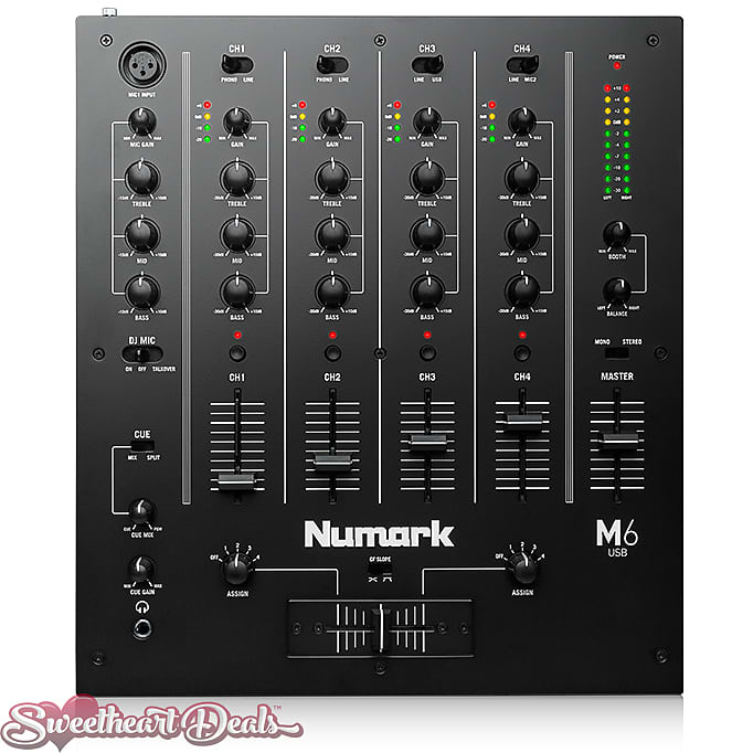 Numark M6 USB 4 Channel USB DJ Mixer - Black