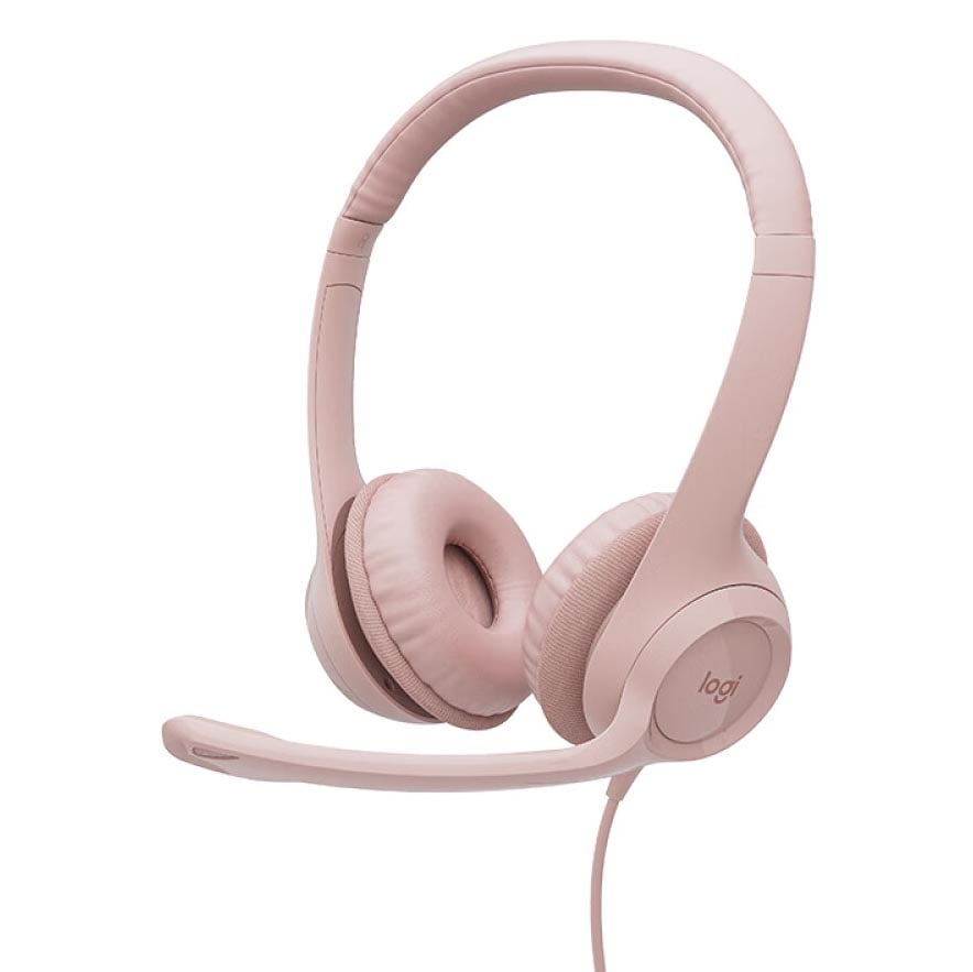 Logitech H390 stereo headset, pink