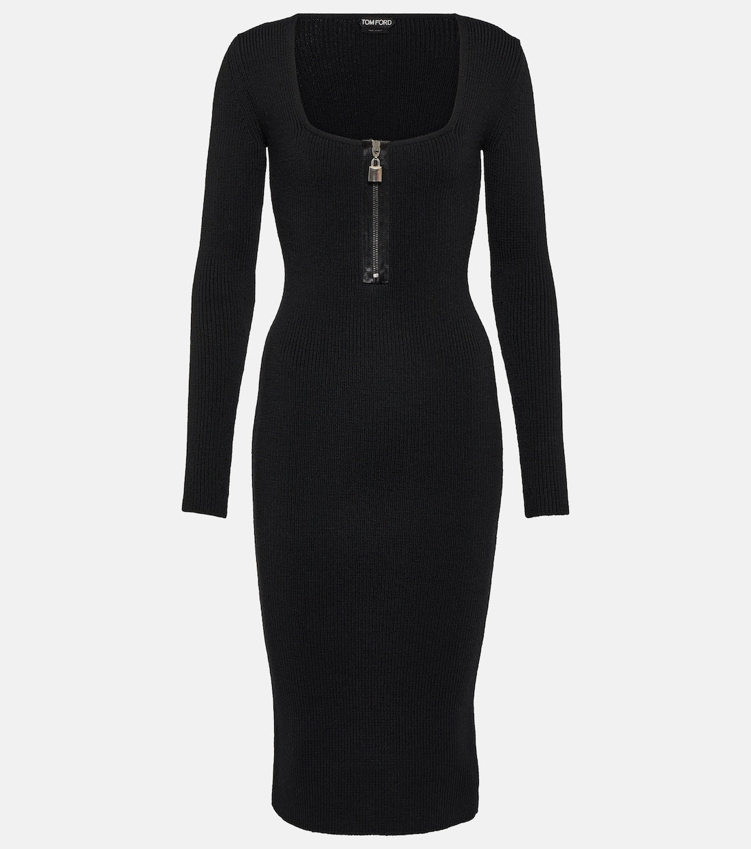 TOM FORD ribbed wool midi dress, black