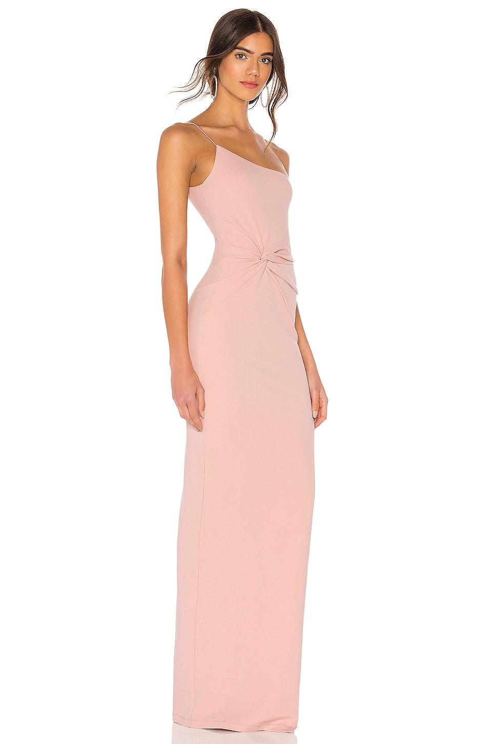 Nookie Lust One Shoulder Gown Dress in Blush