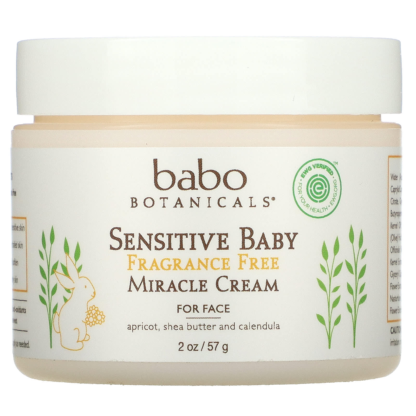 Babo Botanicals Sensitive Baby Miracle Face Cream, 57 g