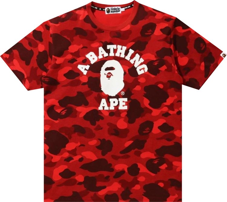 تي شيرت BAPE Color Camo College Tee باللون الأحمر، أحمر