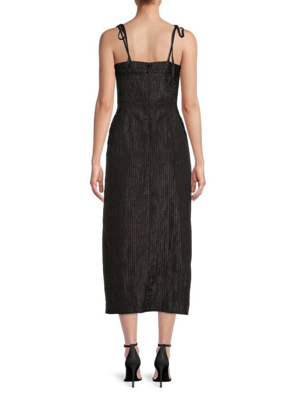 BCBGMAXAZRIA midi cocktail dress with pleats, black