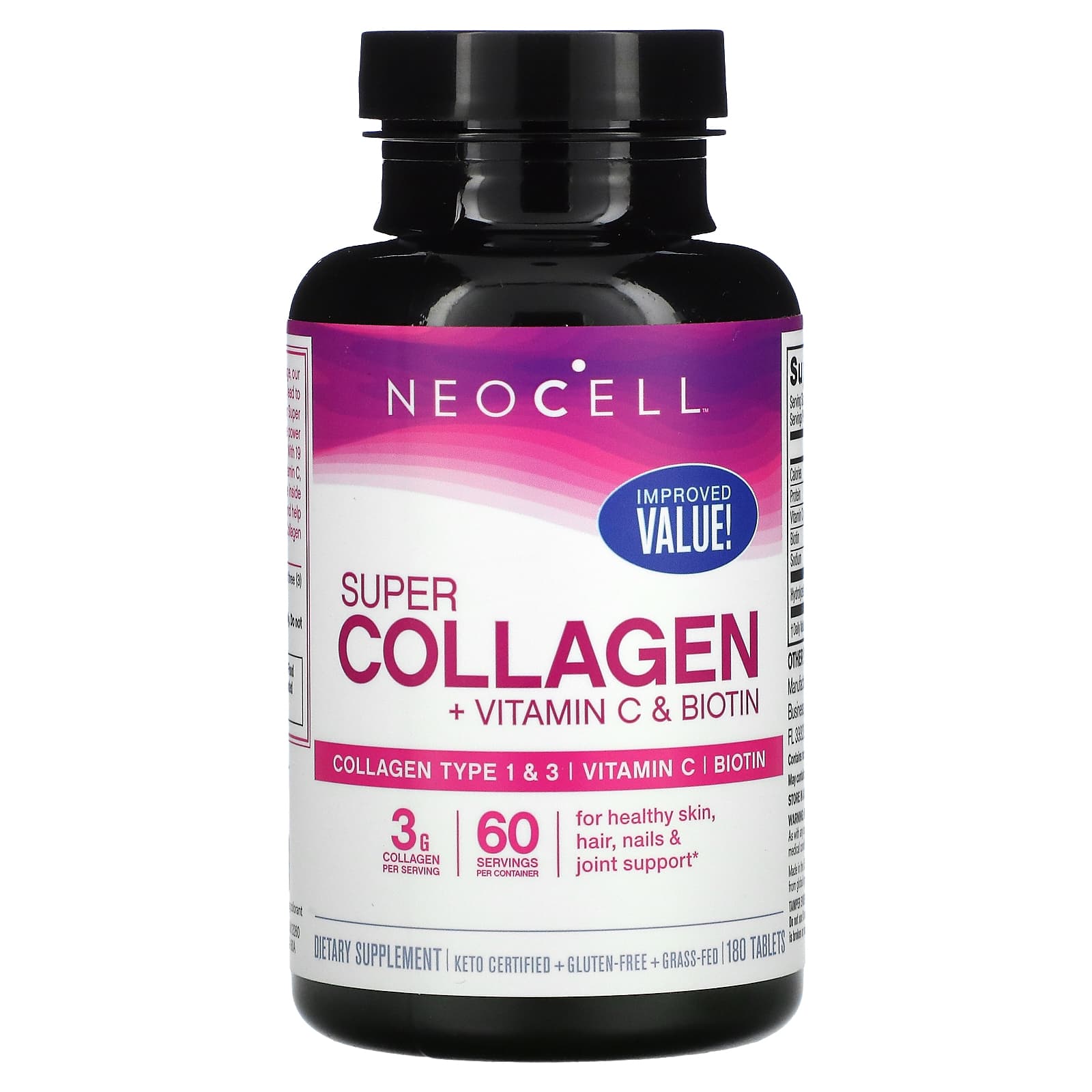 NeoCell Super Collagen with Vitamin C and Biotin, 180 tablets