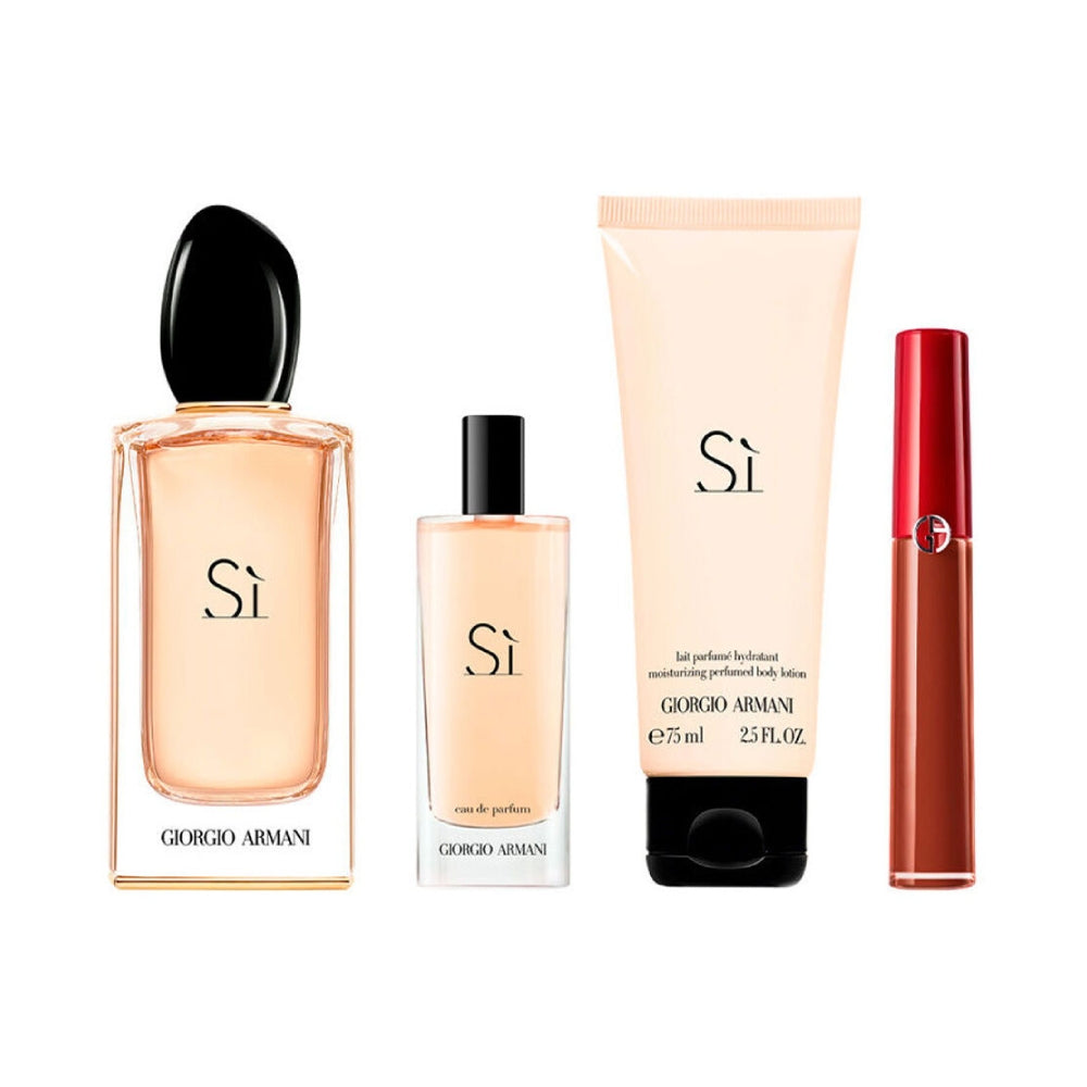 Giorgio Armani Si Gift set Eau de Parfum 100 ml and 15 ml + body lotion 75 ml + lip maestro 6,5 ml