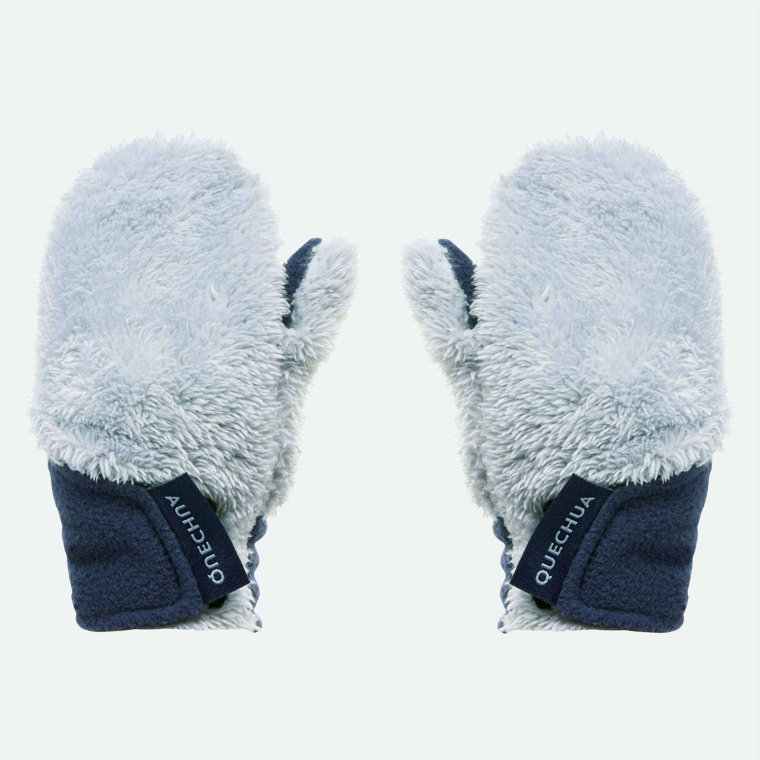 Children's fleece hiking mittens Quechua H100, grey/dark blue