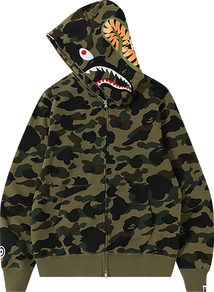 BAPE 1st Camo Shark Full Zip Hoodie 'Green', Green