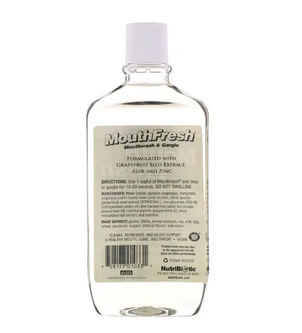 Mouth Fresh, mouthwash and rinse, refreshing peppermint 473 ml, Nutri  Biotic