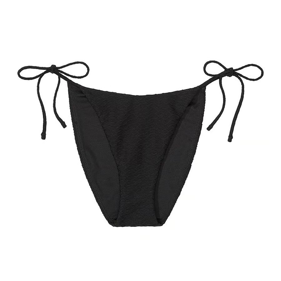 Victoria's Secret Swim Mix & Match Side-Tie Cheeky Fishnet Bikini Bottoms, Black