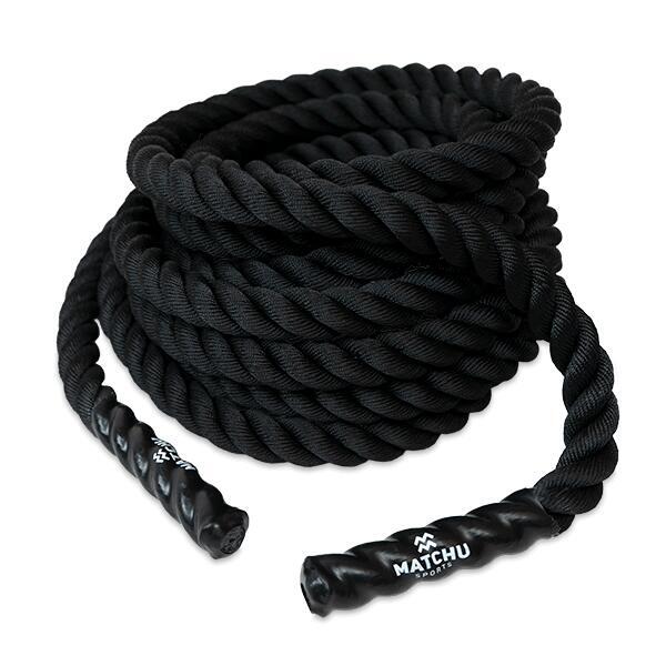 Battle rope - 9 meters - training rope - fitness rope - power rope MATCHU SPORTS ,  black