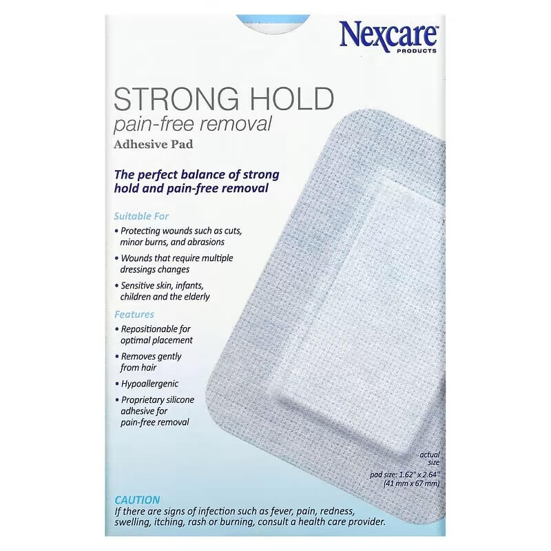 Strong hold adhesive pad for painless removal Nexcare 4 adhesive pads