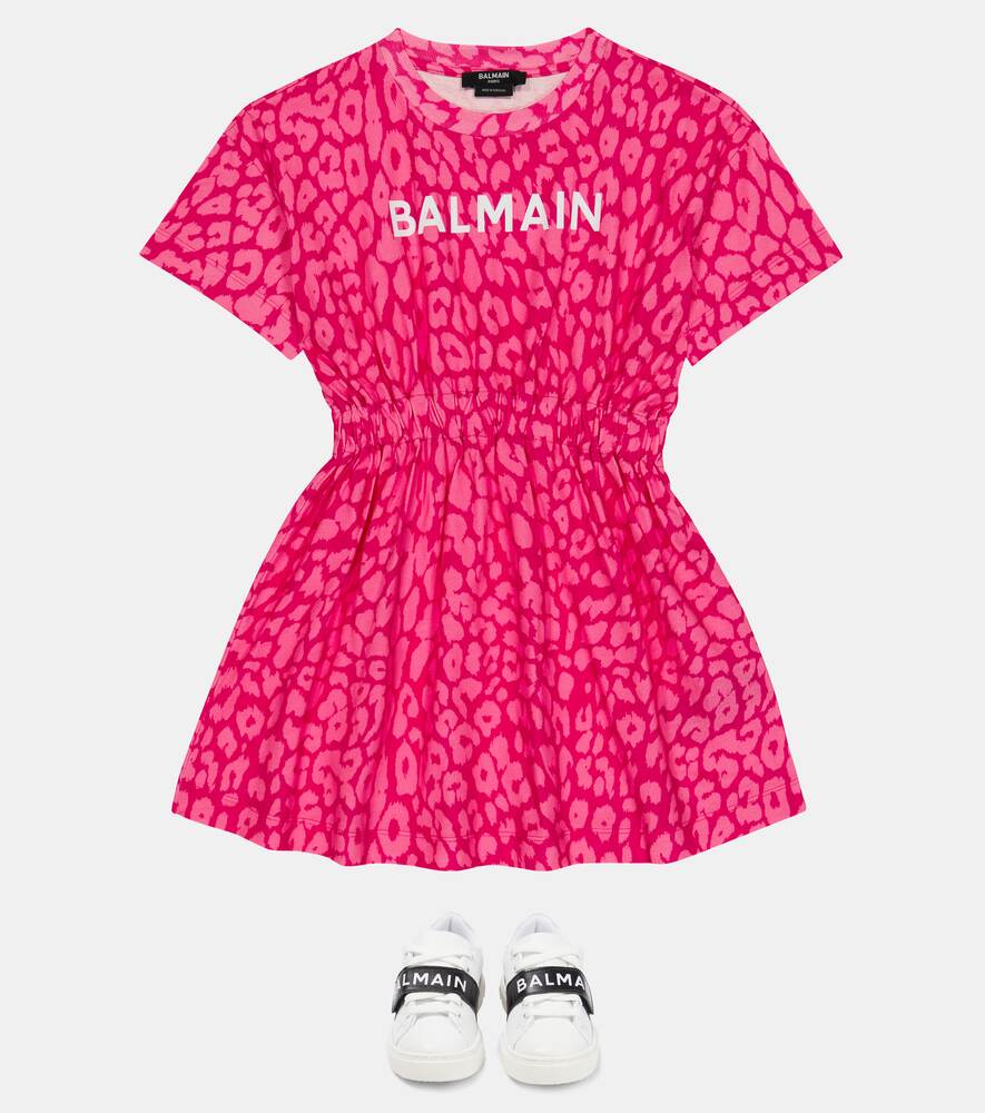 Balmain leopard print cotton dress, pink