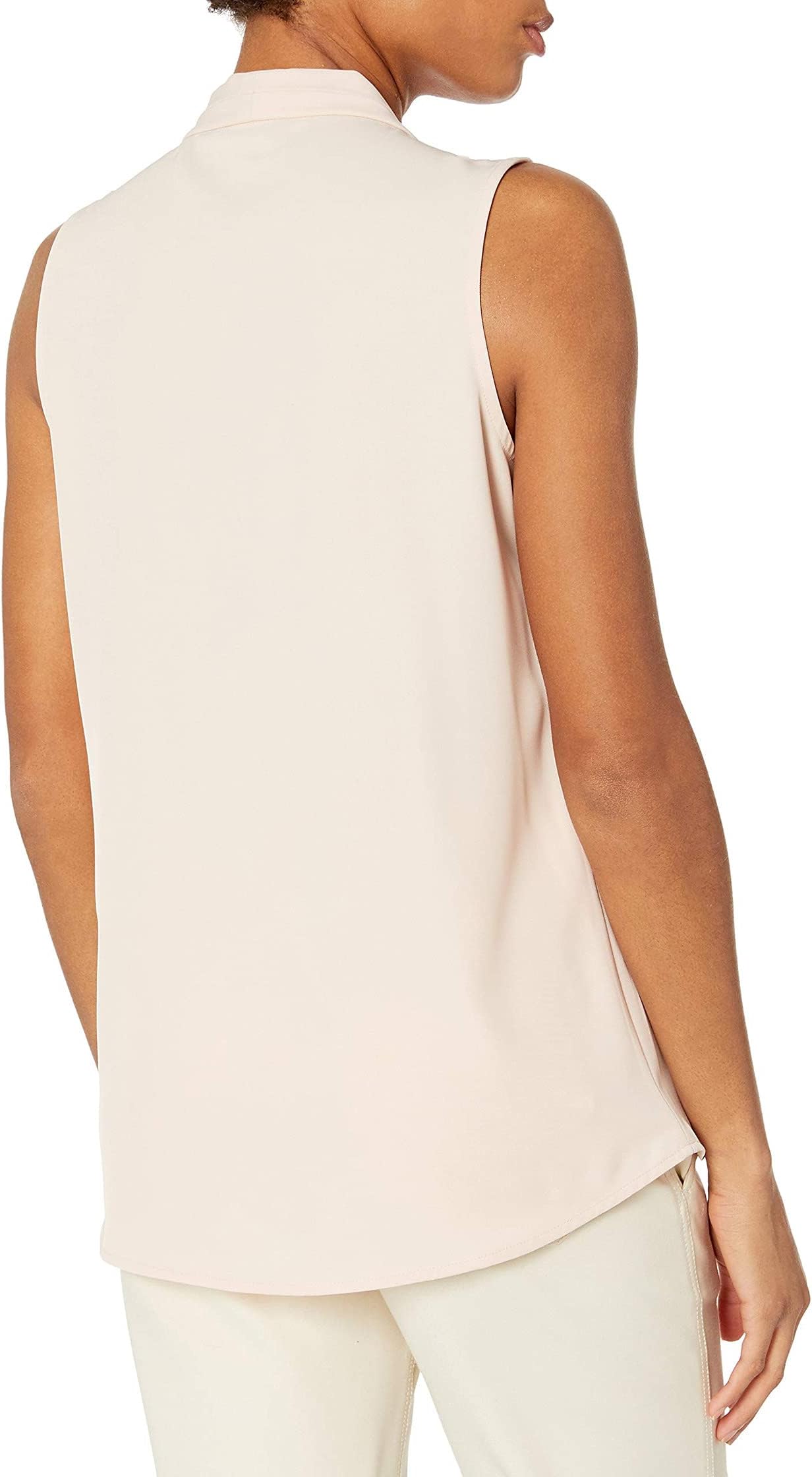 Women's sleeveless blouse with inverted pleat (standard and plus) Calvin Klein Blush color