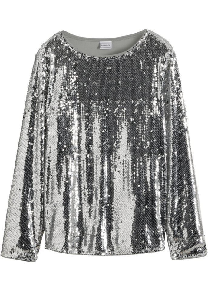 Rainbow sequin blouse-shirt, silver