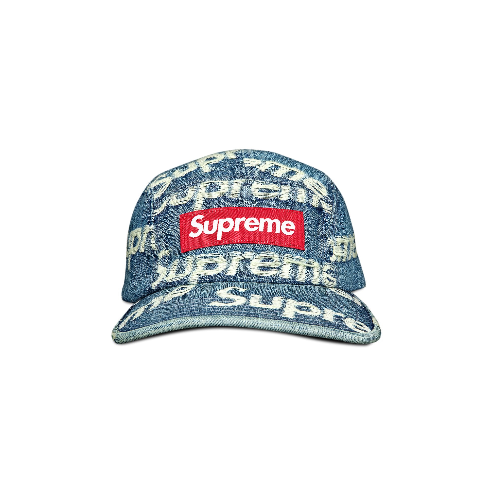 Supreme Denim Cap with Faded Logos - Blue