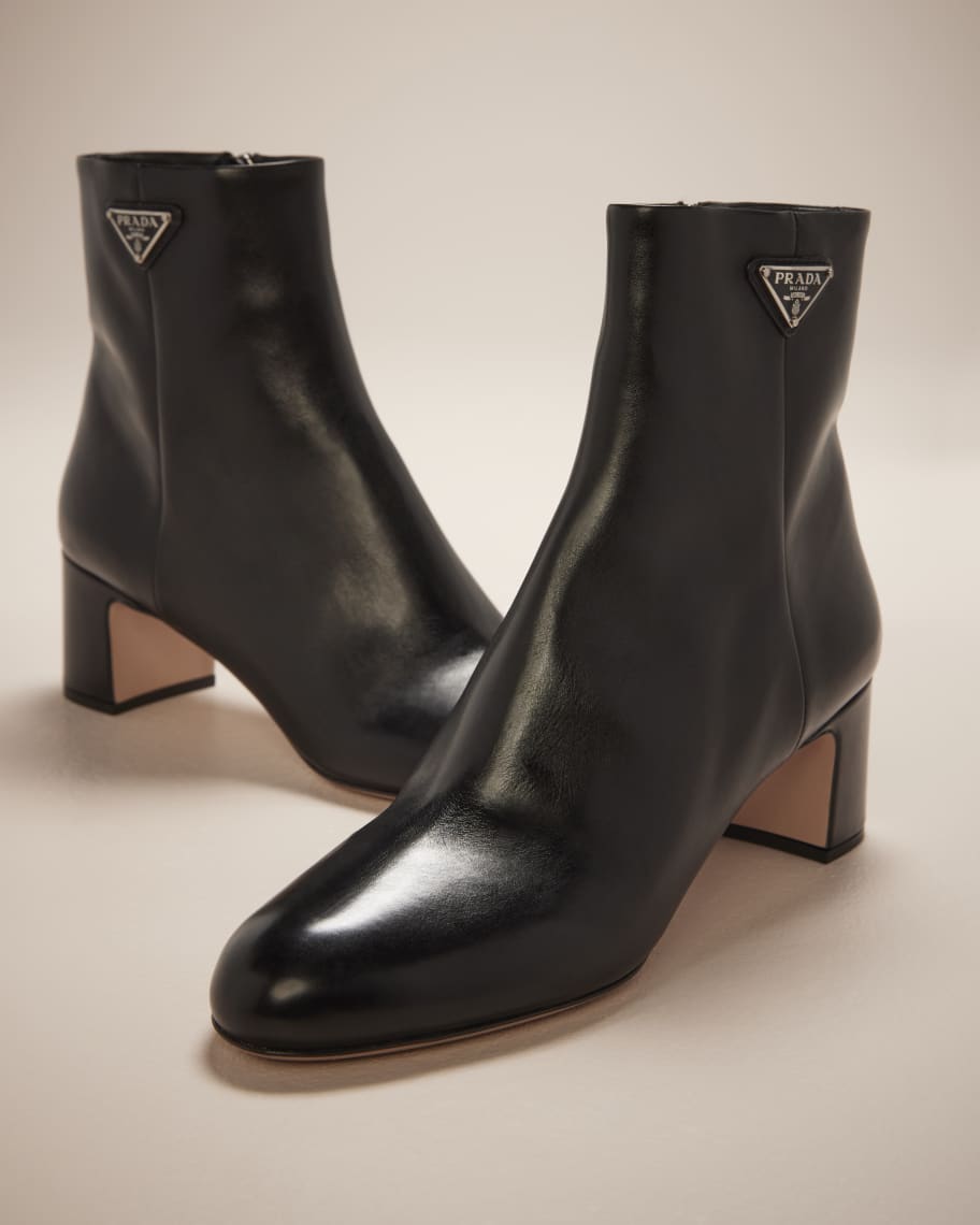 Prada Leather Zip Ankle Boots