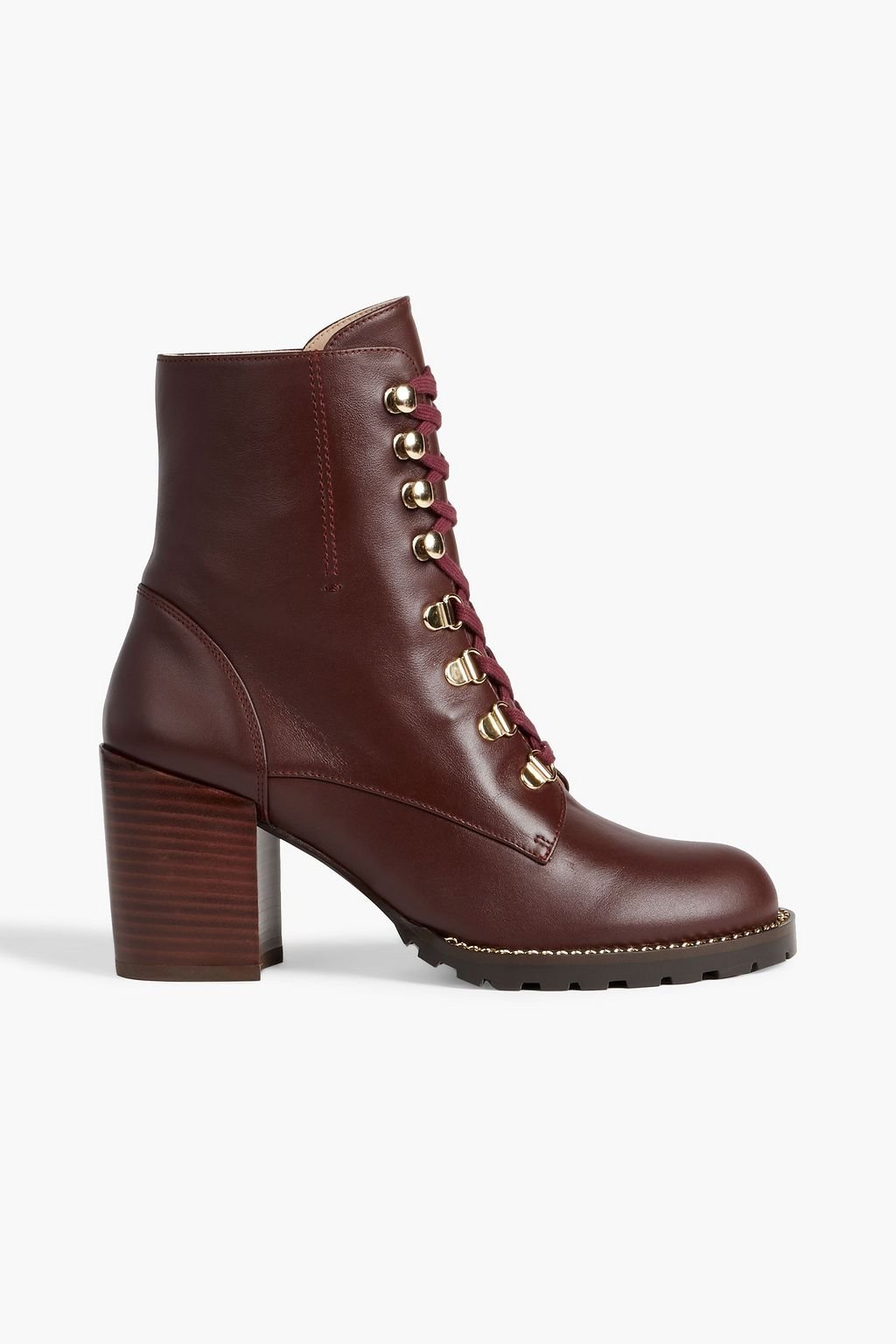 STUART WEITZMAN Kolbie Lace-up Leather Ankle Boots, Merlot