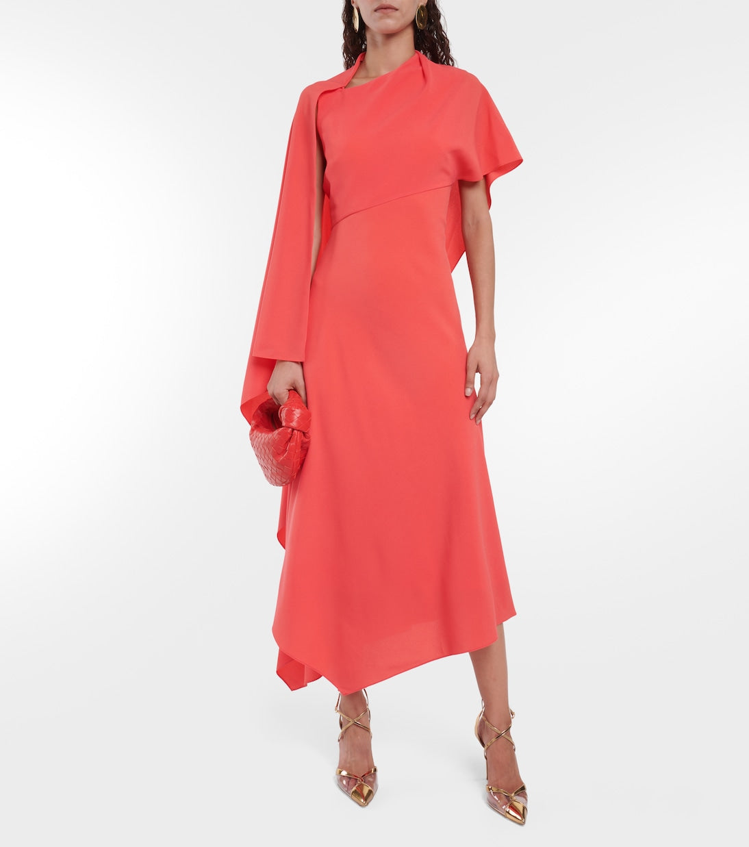 Crepe pascale maxi dress with cape Roksanda, red